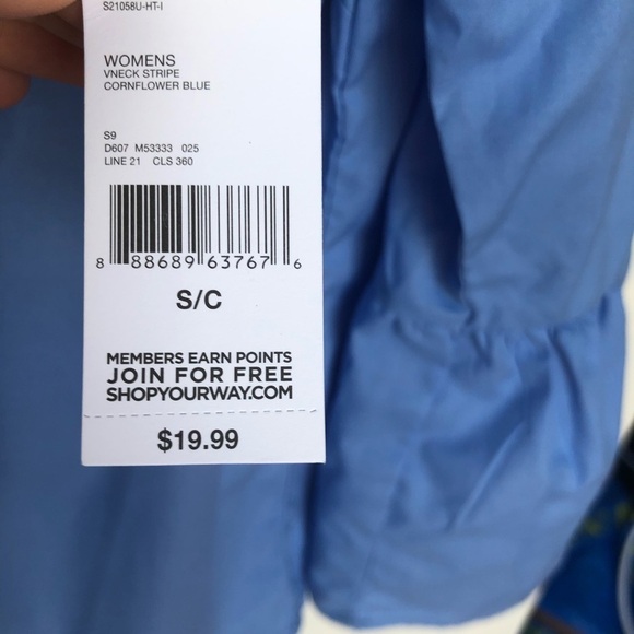 Jaclyn Smith Bell Sleeve Popover Blouse Blue NWT S - Picture 3 of 7